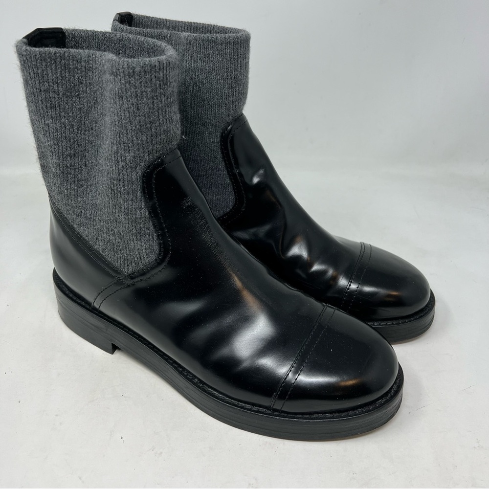 J. Crew Black and Gray Combat Boots